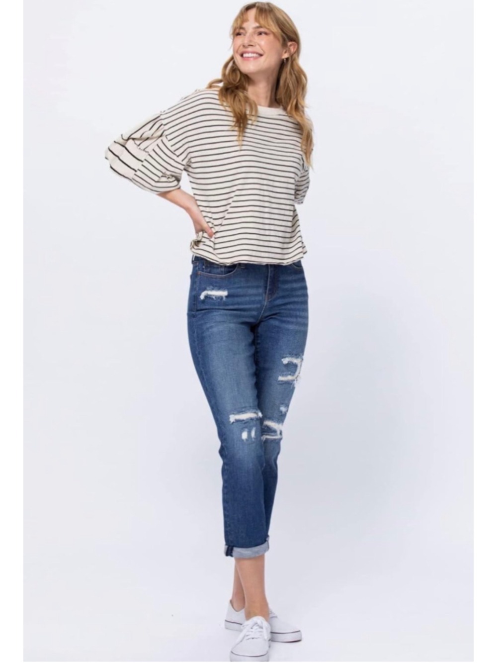 Judy Blue Boyfriend Thermal Patch Mid-Rise Jeans JB88036 Women’s Size 11/30